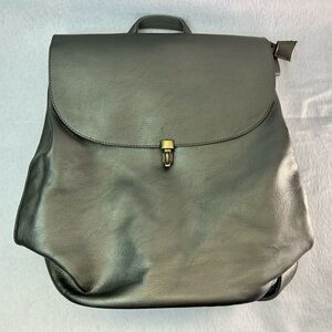 Elegant Charcoal Leather Backpack